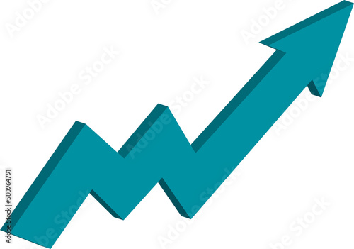 3d arrow business graph illustration. Transparent background