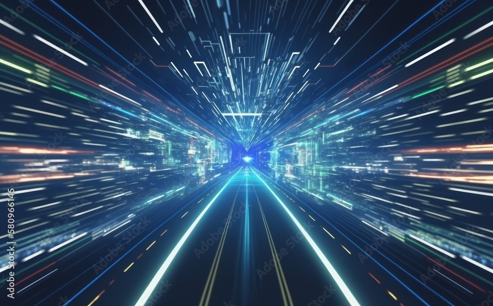 futuristic tunnel with lights Generative AI