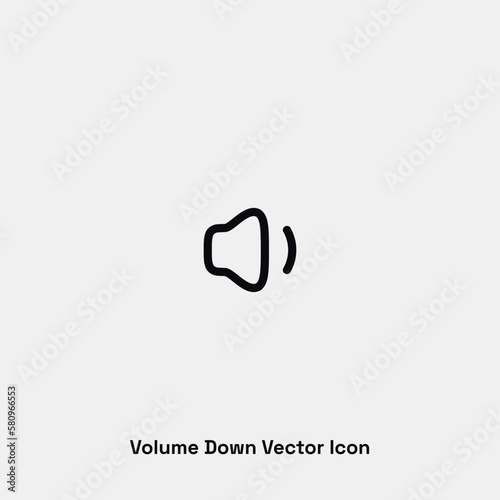 Volume down vector icon. Premium quality.