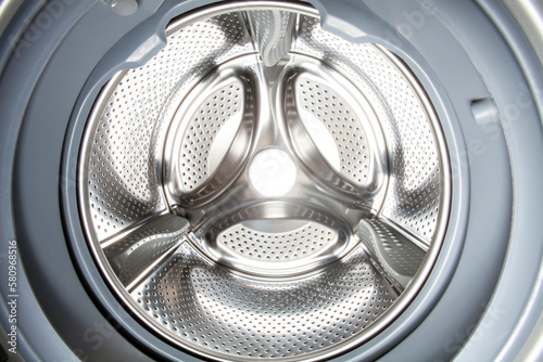 The interior of a drum washing machine