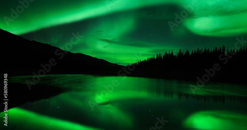 Northern lights over a lake and forest © Greg