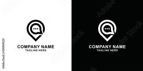 Chat Pin Logo Design Element combination