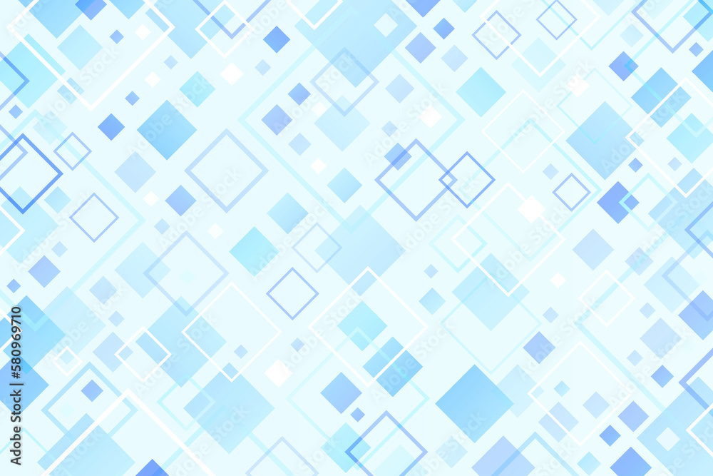 Light blue background with a digital image of blue squares scattered about Light blue background with a digital image of blue squares scattered about