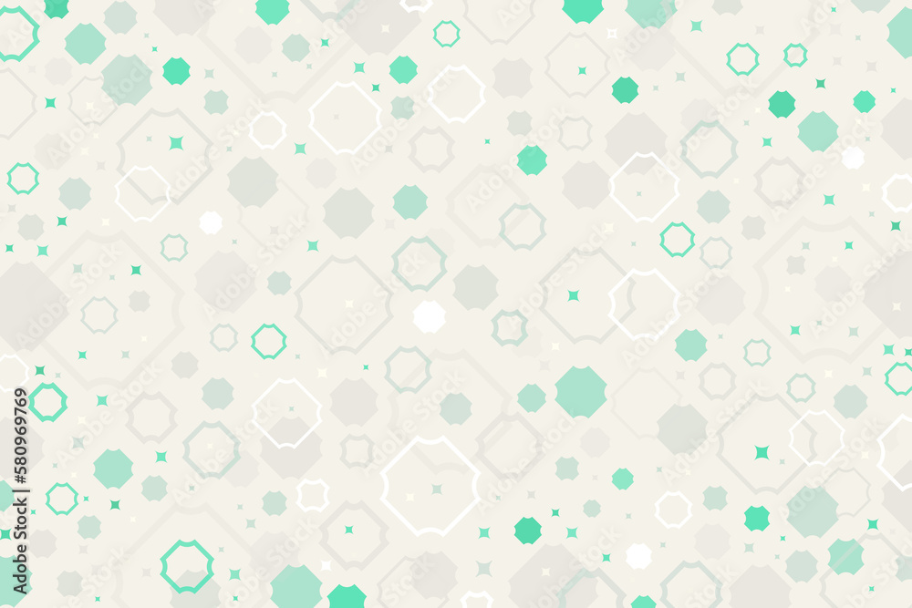 Retro-style background with scattered green geometric shapes

