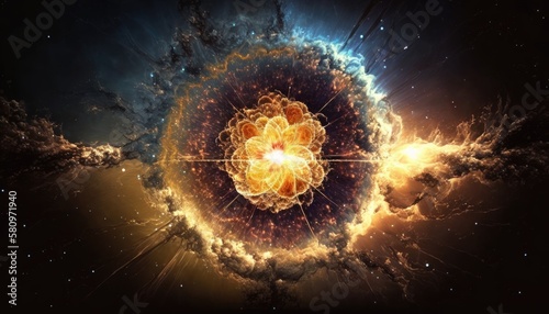 The Big Bang explosion at the birth of the universe. Generative AI