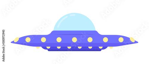 Unidentified flying object semi flat color vector icon. Flying saucer. Editable object. Full sized element on white. Simple cartoon style spot illustration for web graphic design and animation