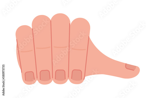 Fingers tapping semi flat color vector hand gesture. Editable pose. Human body part on white. Nervous waiting expression cartoon style illustration for web graphic design, animation, sticker