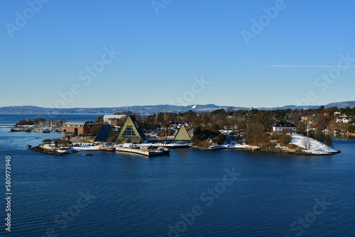 oslo Fjord on sunny day panoramic views