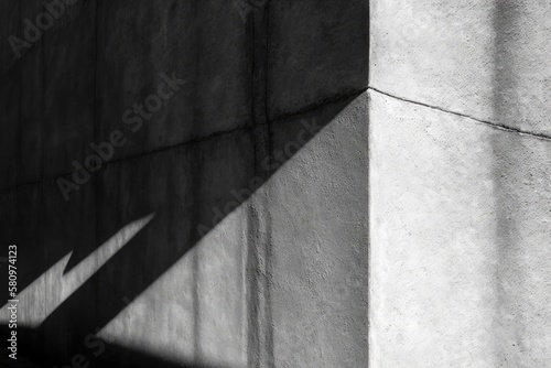 Wall Of Gray Concrete With Texture Of Shadow. Generative AI