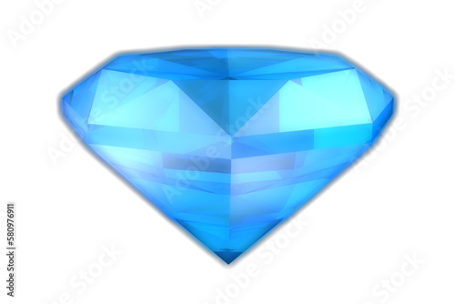 Blue Ruby diamond placed on transparent background. PNG format .3D render 
