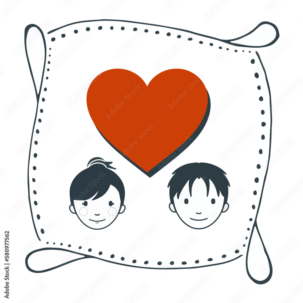 Valentine's Day card with a heart and a couple in love