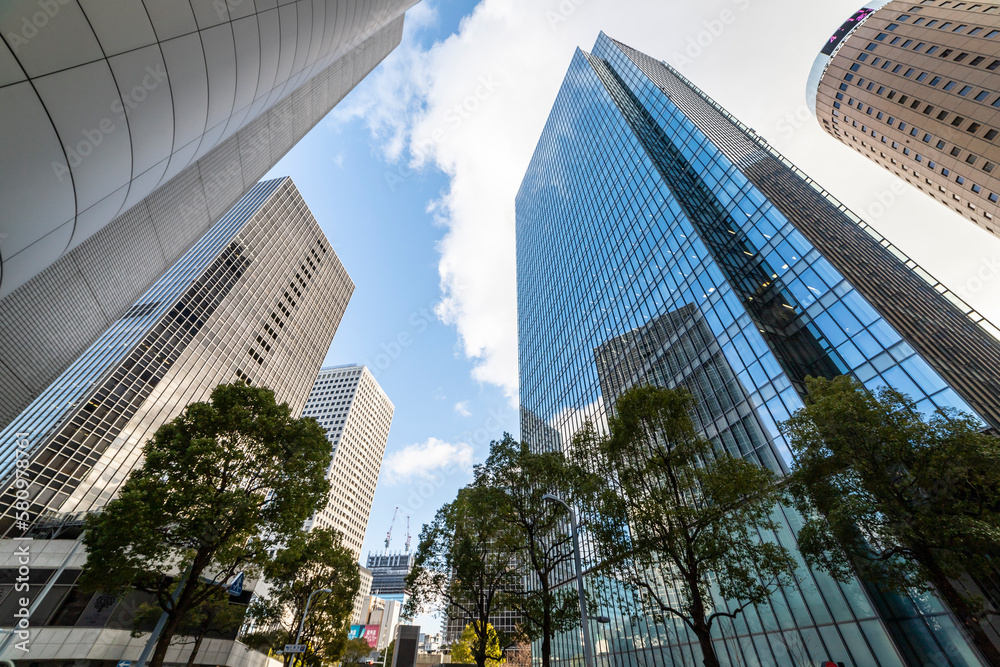 Fototapeta premium Osaka skyscrapers in Japan.
