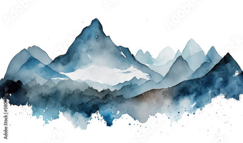 Watercolor silhouettes of mountains. AI generative. © Iaroslav