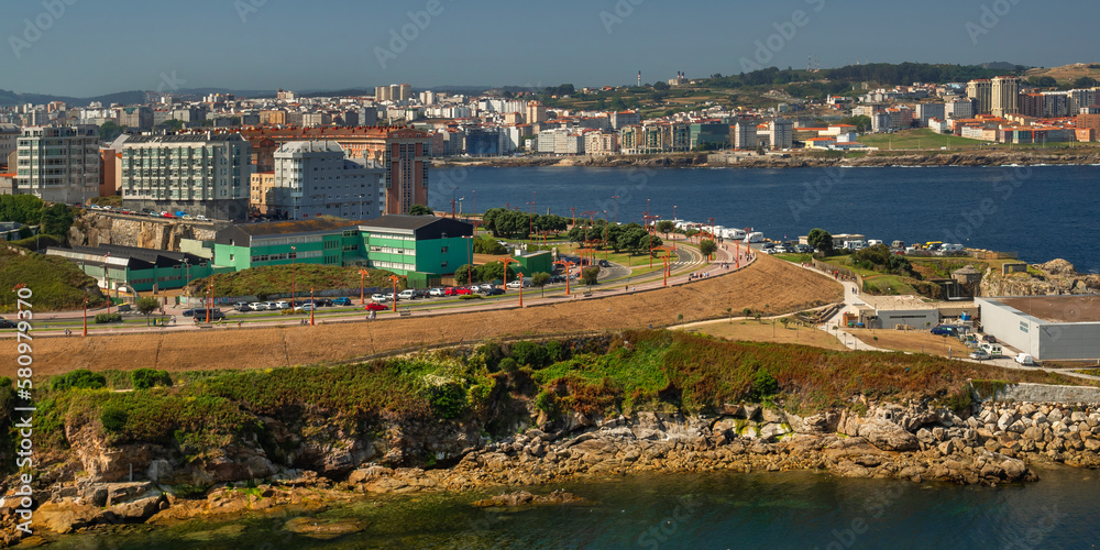 Cityview from Hercules Tower Lighthouse, A Coruña, Spain, Europe
