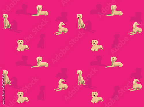 Saluki Cute Cartoon Poses Seamless Wallpaper Background