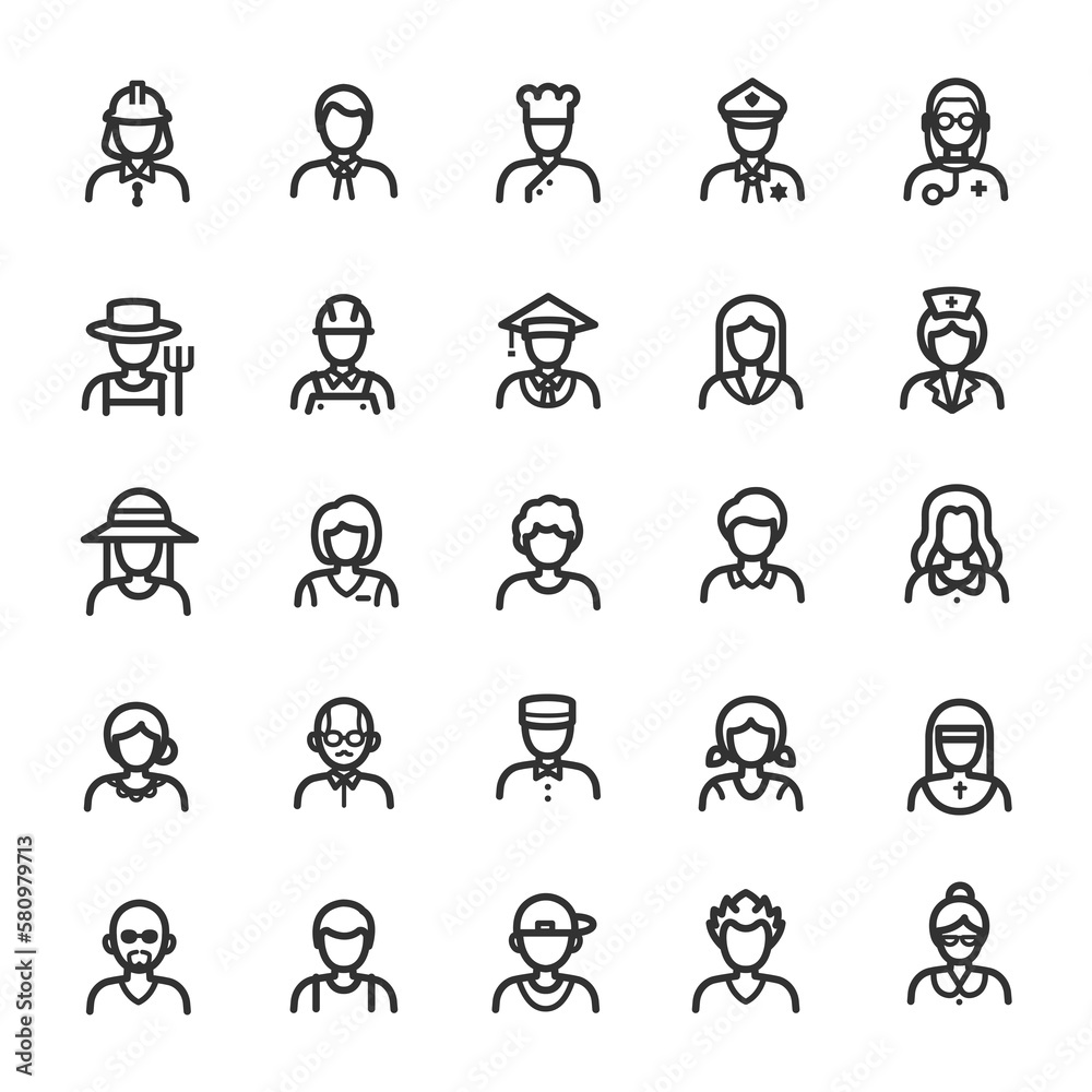 Icon set - Avatar and People line icon