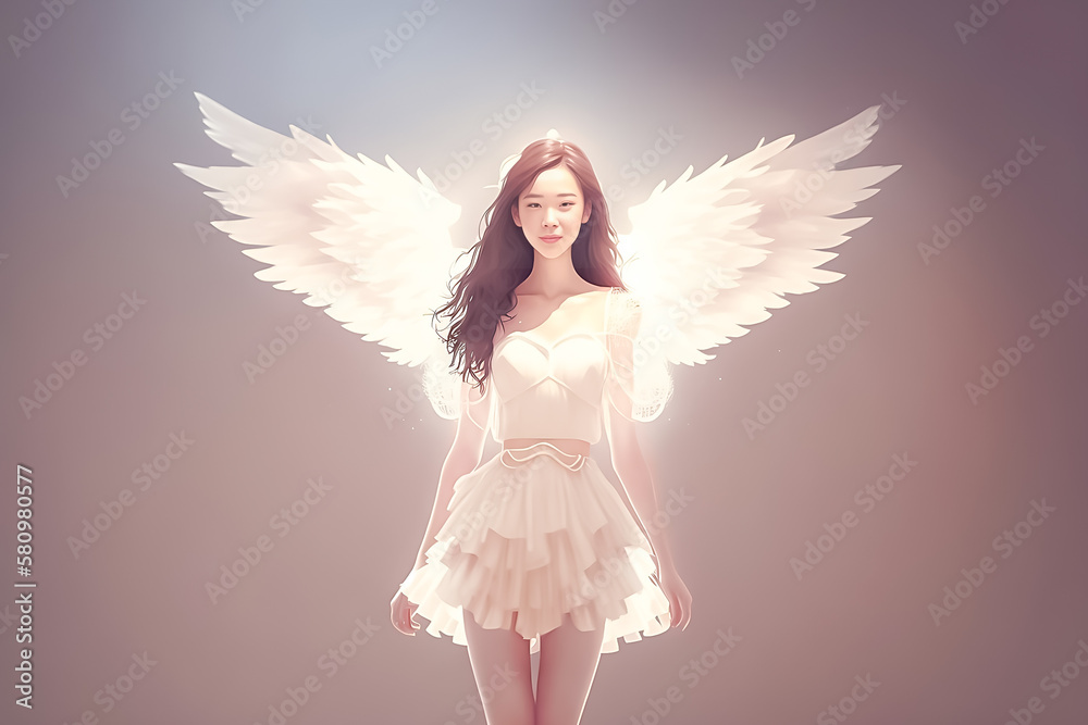 Asian girl angel is believed to have supernatural powers, healing, protection, guidance. The image conjures up notions of serenity, wisdom. created with generative AI technology Asian girl angel is believed to have supernatural powers, healing, protection, guidance. The image conjures up notions of serenity, wisdom. created with generative AI technology