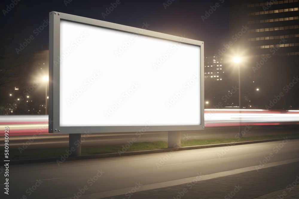 Billboard blank on road in city for advertising background Generative AI Billboard blank on road in city for advertising background Generative AI