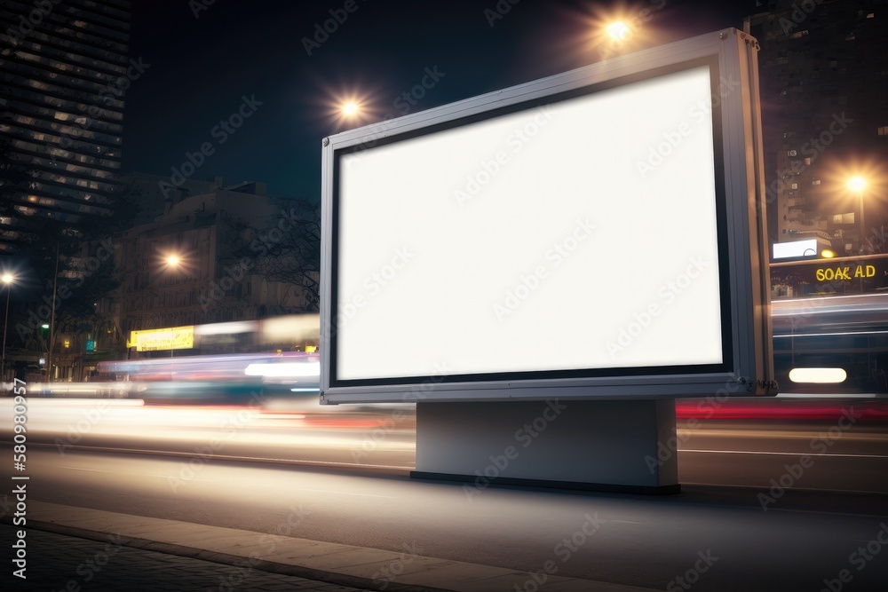 Fototapeta premium Billboard blank on road in city for advertising background Generative AI