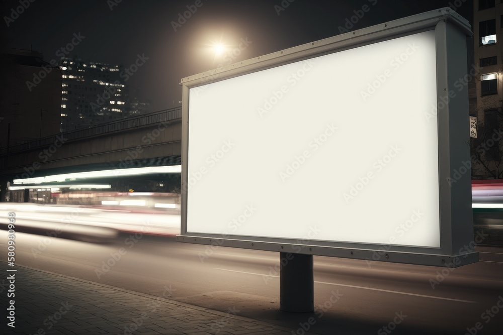 Billboard blank on road in city for advertising background Generative AI