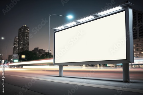 Billboard blank on road in city for advertising background Generative AI