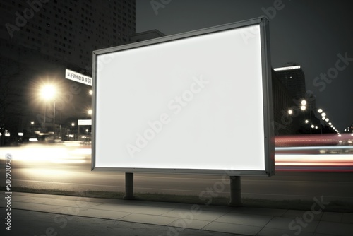 Billboard blank on road in city for advertising background Generative AI