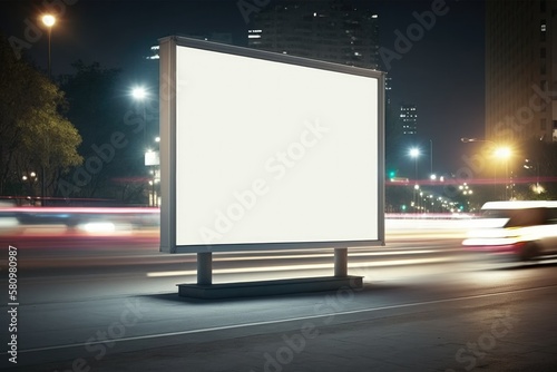 Billboard blank on road in city for advertising background Generative AI