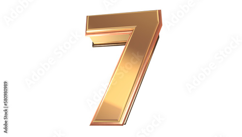 Gold 3d number 7