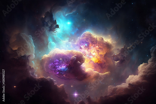 Glowing huge nebula with young stars © Lim