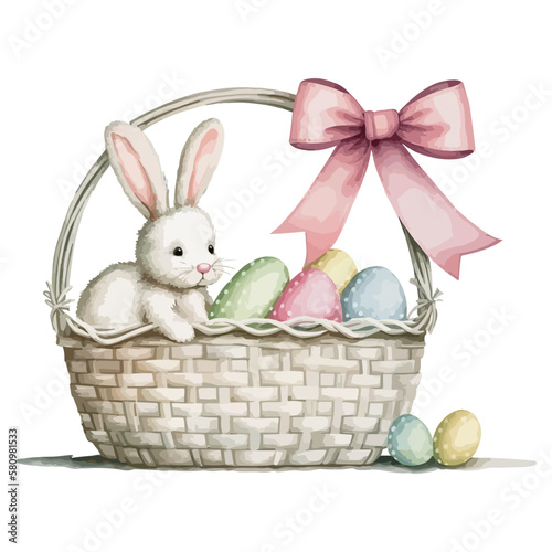 easter bunny with basket of eggs