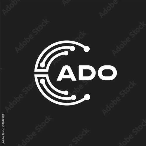 ADO letter logo design on black background. ADO creative initials letter logo concept. ADO letter design.
 photo