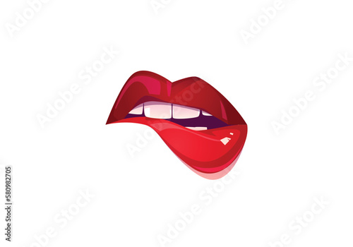 this is lips with red lipstick vector illustration design