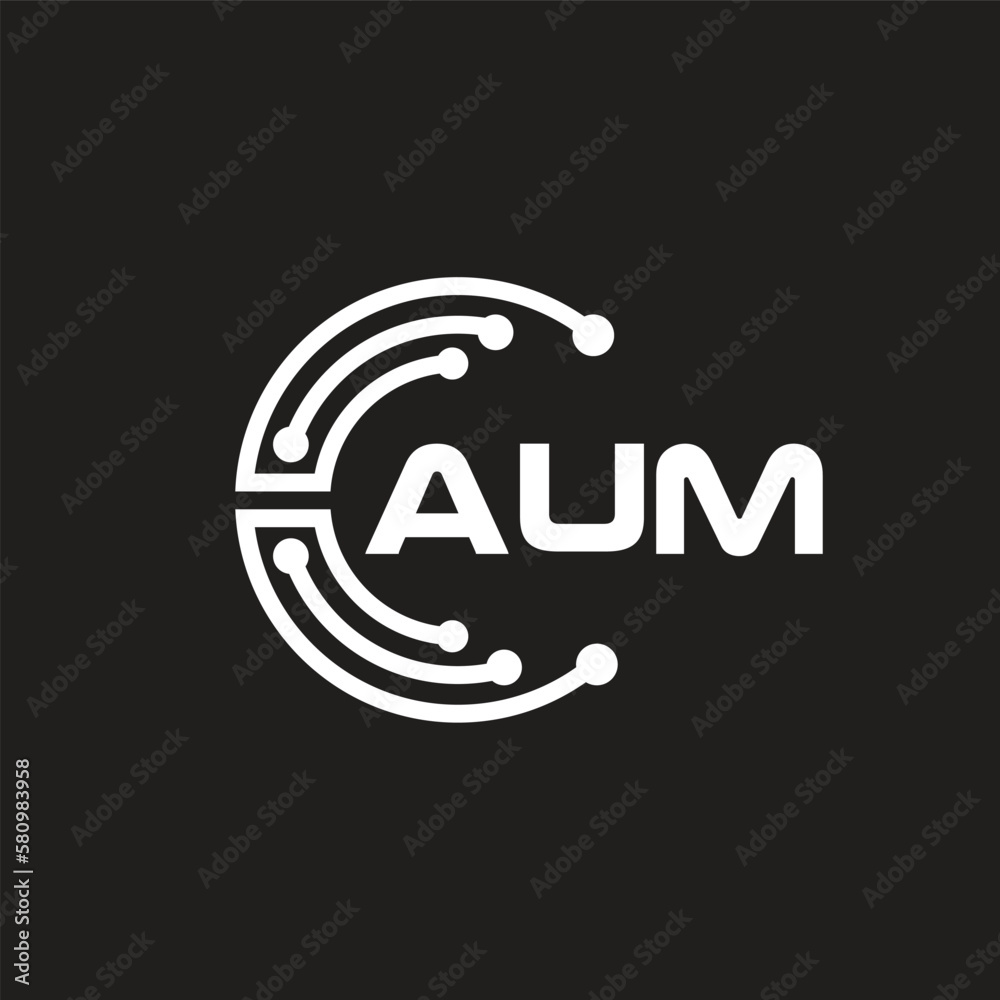 AUM letter logo design on black background. AUM creative initials letter logo concept. AUM letter design.
