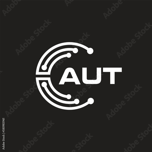 AUT letter logo design on black background. AUT creative initials letter logo concept. AUT letter design.
