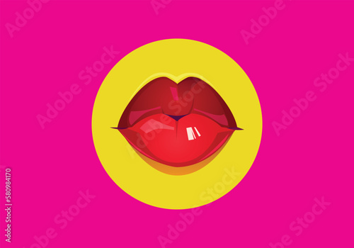 this is lips with red lipstick vector illustration design