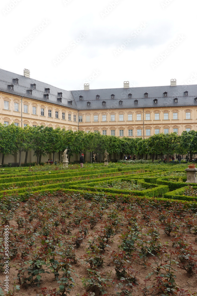 A rose garden in New residence palace in Bamberg, Germany