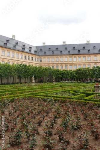 A rose garden in New residence palace in Bamberg, Germany photo