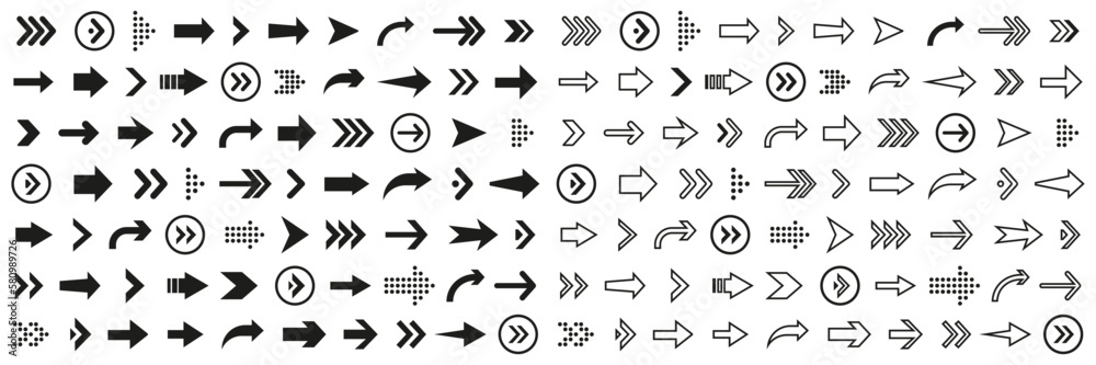 Big set of black arrows in different style. Black arrow collection Big set of black arrows in different style. Black arrow collection