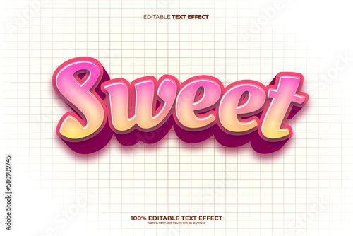 editable 3D sweet vector text effect with modern style design usable for logo or campaign 
