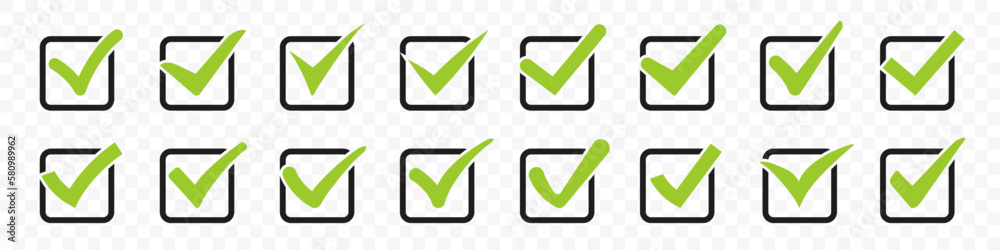Check tick icons collection. Set of green approved tick symbol Check tick icons collection. Set of green approved tick symbol