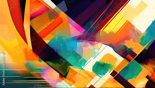 Geomtric Shapes Vibrant Color Background Pattern by Generative AI photo