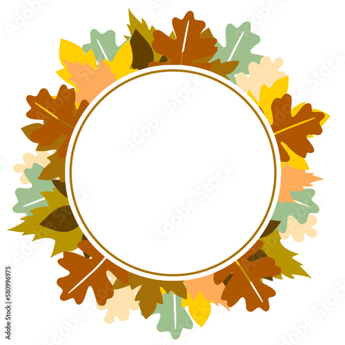 Autumn frame with white circle