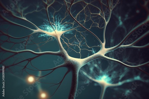 Neurons illustration. Generative AI