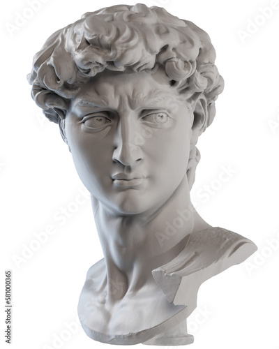 3d rendering - David's head, a sculpture made by Michelangelo