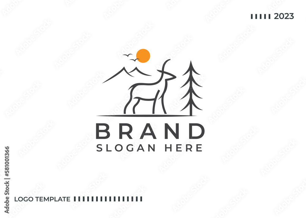 outline deer line art logo vector icon template illustration outline deer line art logo vector icon template illustration