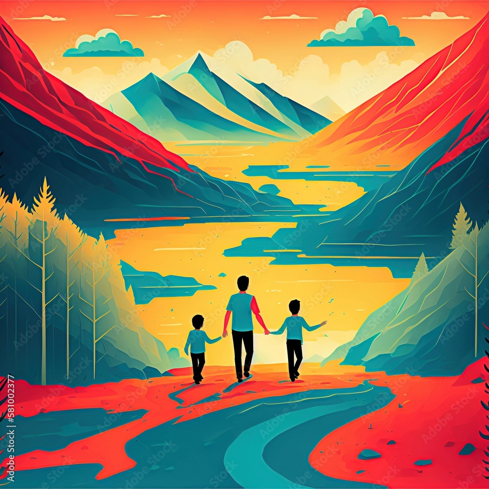 Naklejka premium illustration, drawing, about, outdoor activities, generated ai