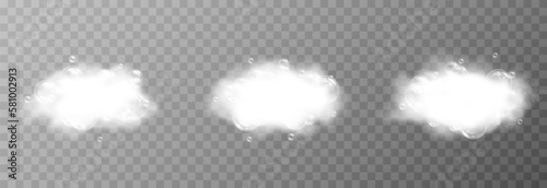 Vector foam with bubbles on an isolated transparent background. Foam, bubbles png. Detergent png. Shampoo, bath foam.
