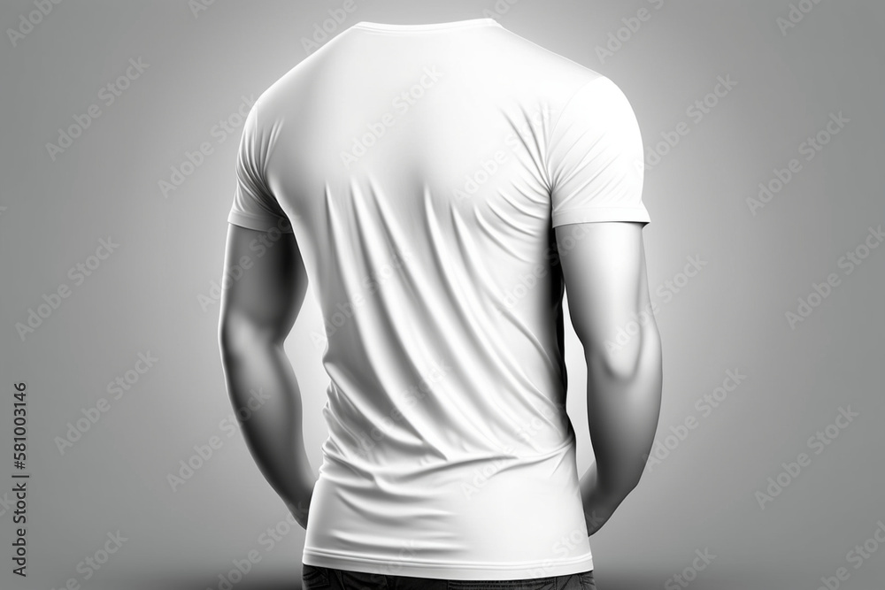 T-shirt mockup. full White blank t-shirt front and back views. whitout ...