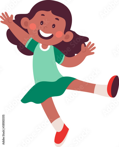 Cute child playing in skatepark flat illustration