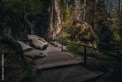 Adr  pach Rocks - Adr  pach-Teplice Rocks Nature Reserve  Czech Republic - adventure path in forest